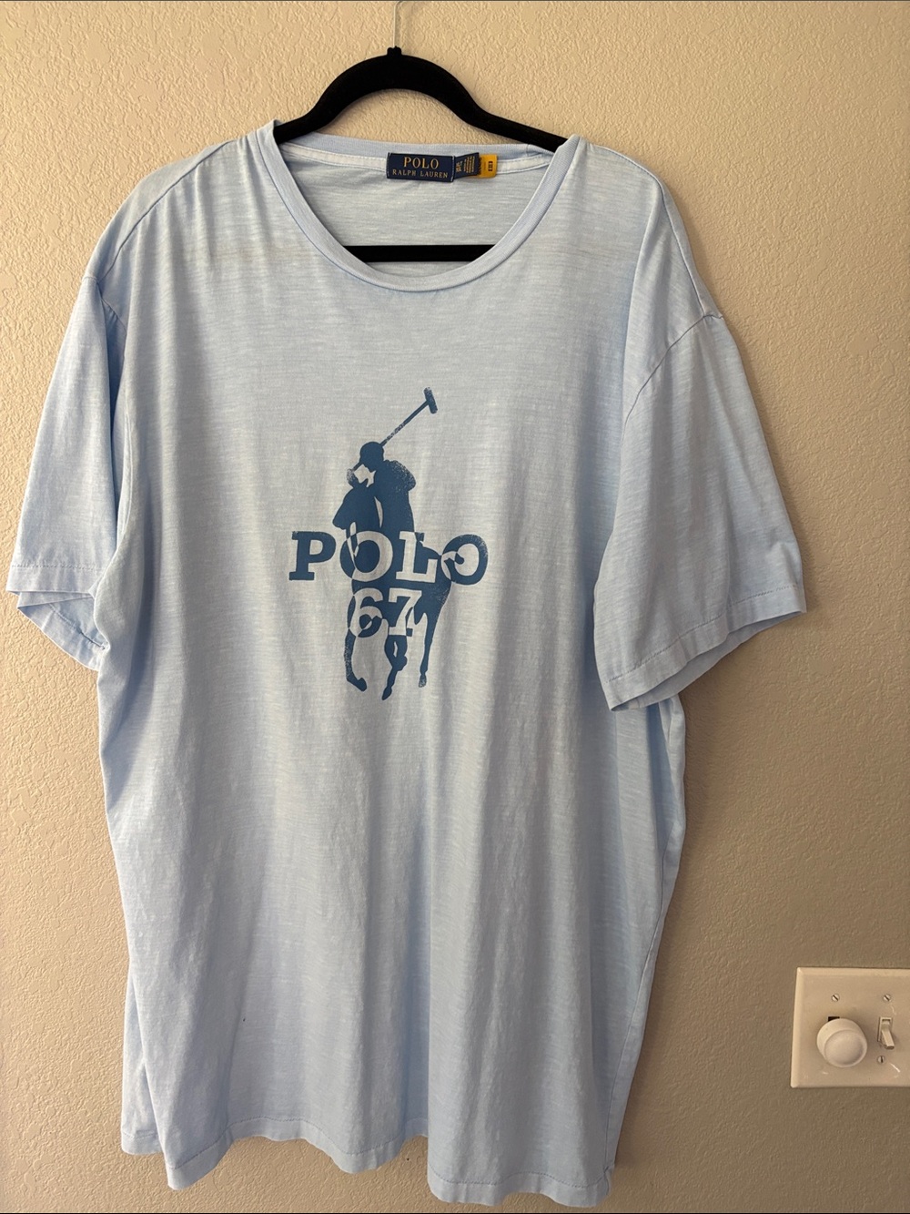 Polo by Ralph Lauren Light Blue Tee with Navy Polo Player Graphic